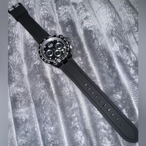 OLEVS Men's Water Resistant Watch Chronograph Multifunction Black Silicone Band